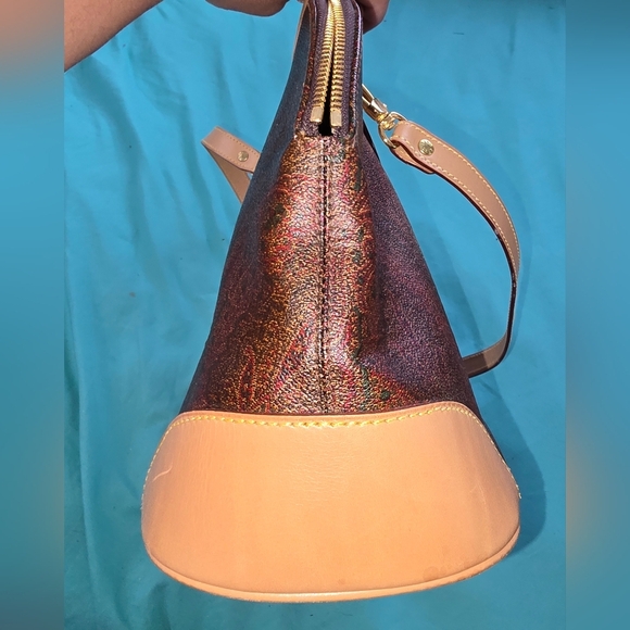 Etro Brown and Tan Paisley Italian Leather Alma Style Satchel - Picture 7 of 10